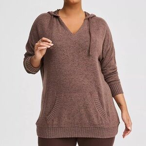 Super soft plush torrid plus size 4X brown Hoodie Sweater relaxed tunic taupe